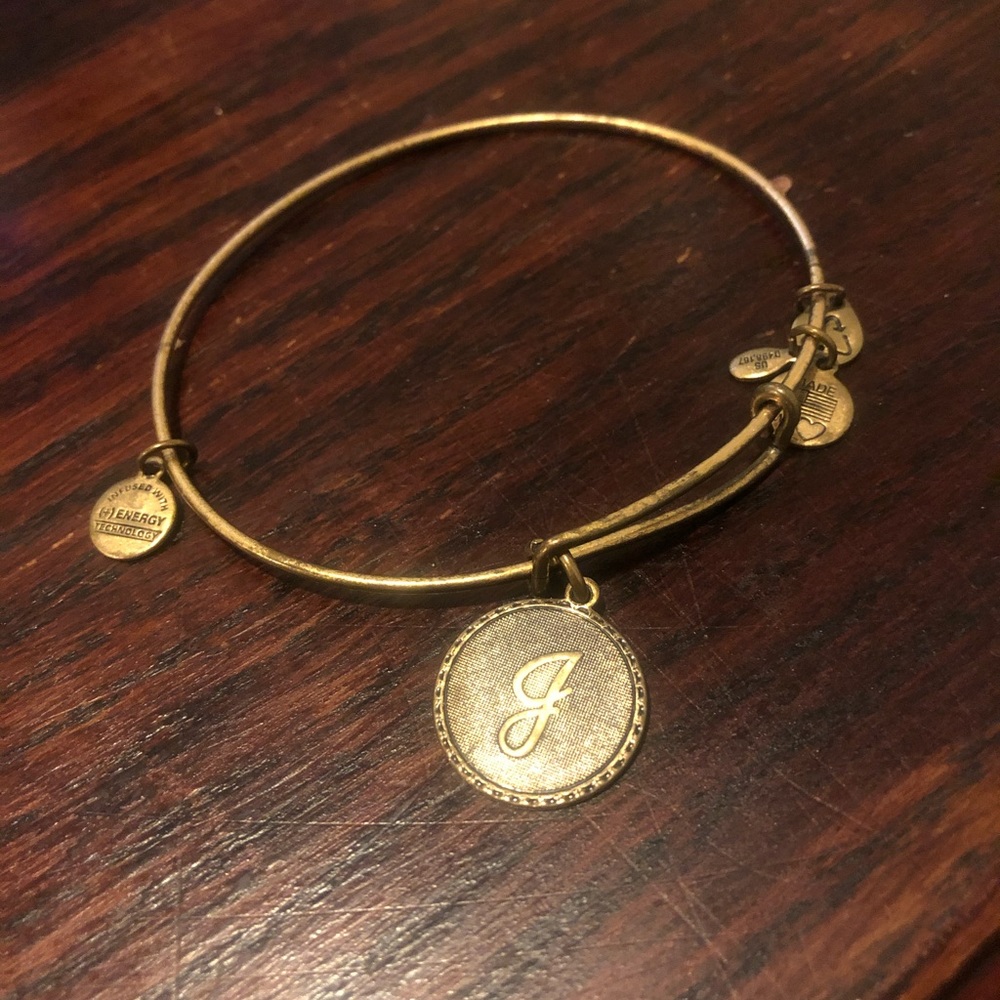 Alex and Ani gold J bracelet